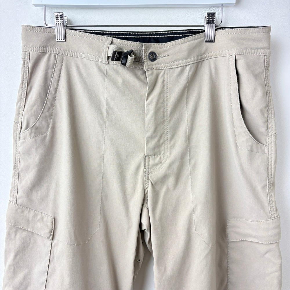 prAna Breathe Shorts Mens 34 LrgX30L Tan Cargo Belted Outdoor‎ Hiking Gorpcore - Picture 3 of 9